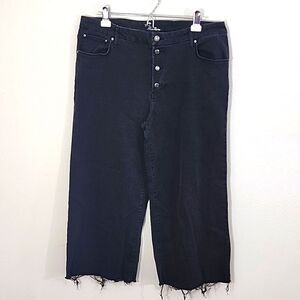 No Boundaries High Rise black distressed wide leg cropped plus size jeans sz 18